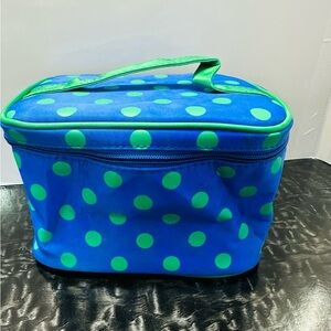 Blue and Green Polka Dot Insulated makeup Bag